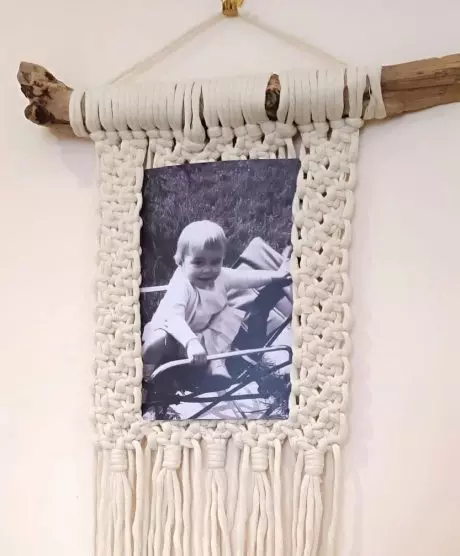 Porte photo en macramé