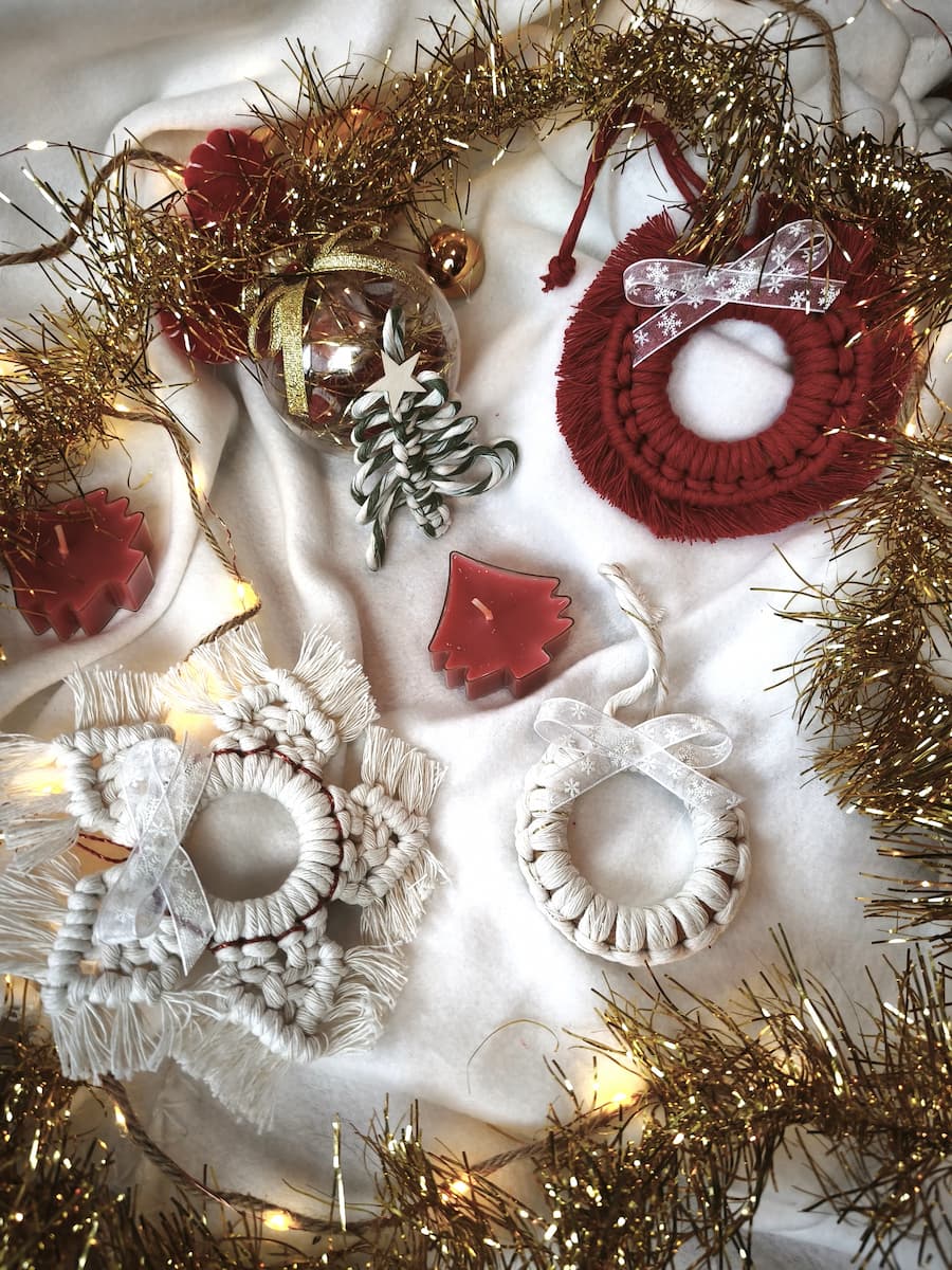 Coffret décorations de noël en macramé