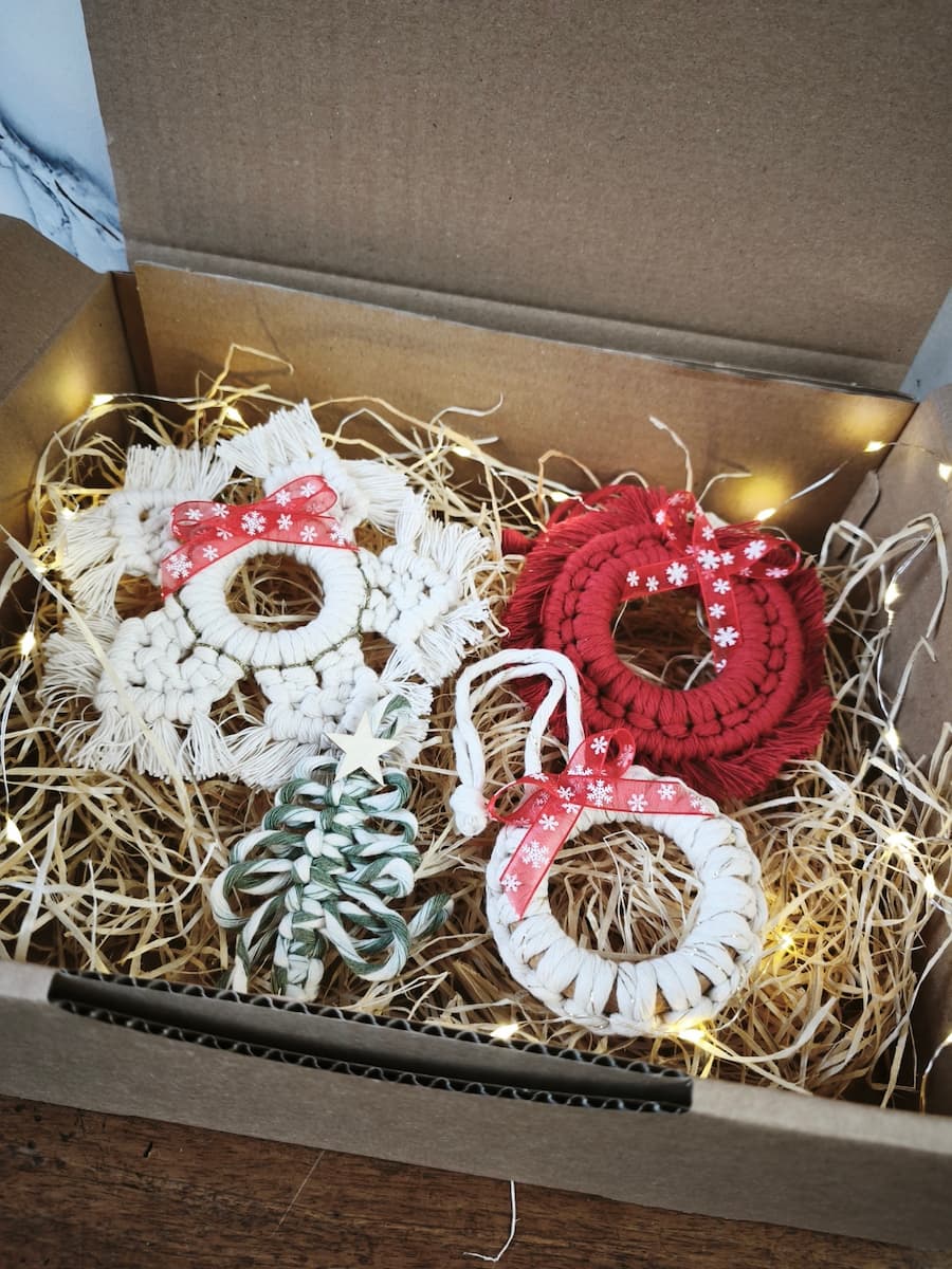 Coffret décorations de noël en macramé